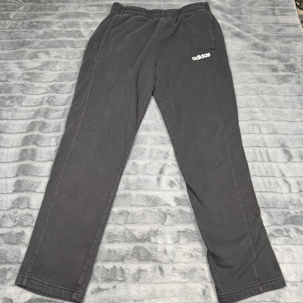 Adidas Mens Core Black Fleece Sweatpants Straight Leg Joggers Size M